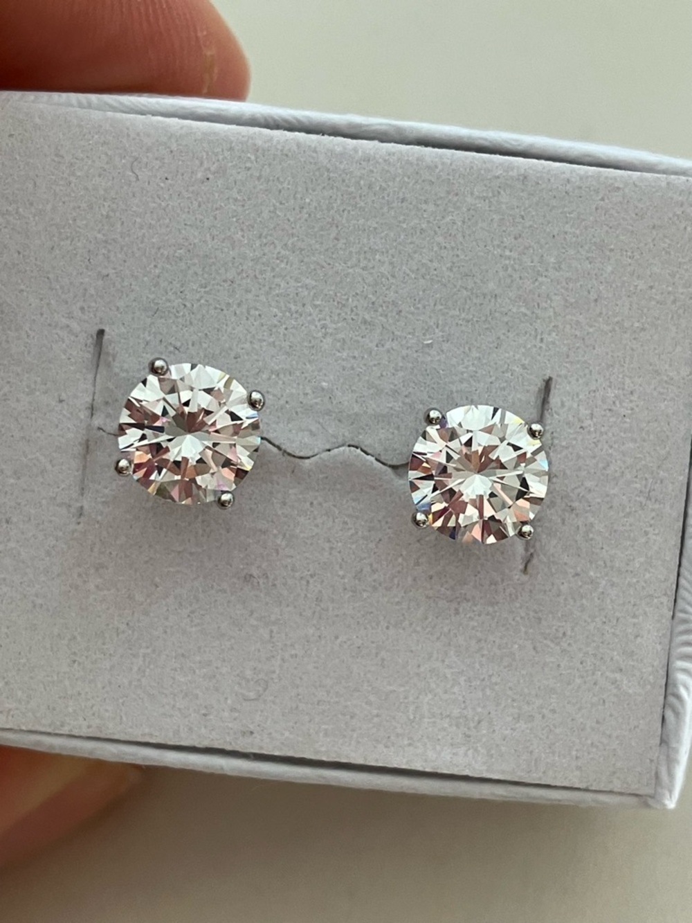 Classic Round Cubic Zirconia Stud Earrings 925 Sterling Silver